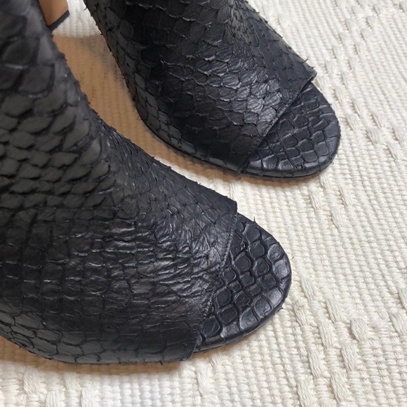 VINCE Python Embossed Open-Toe Bootie Ankle Boots - Picture 4 of 9